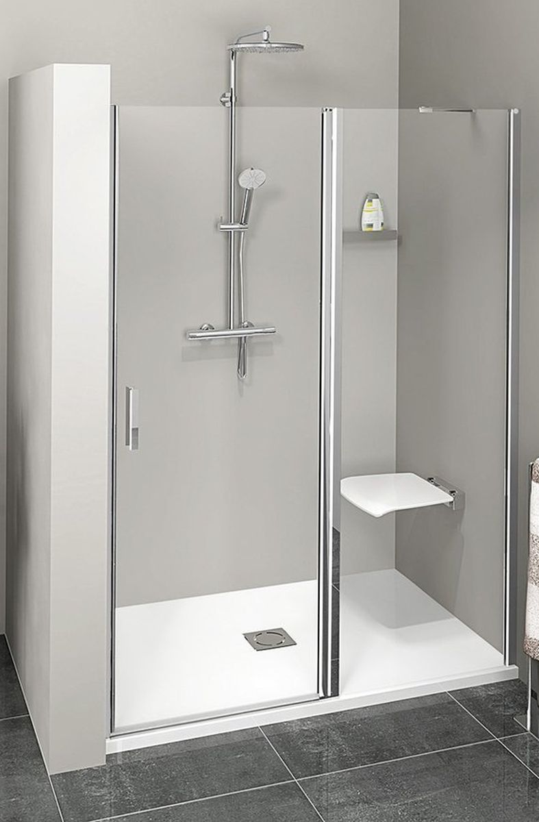 Polysan Zoom Line porte de douche 110 cm à ouverture basculante chrome brillant/verre transparent ZL1311