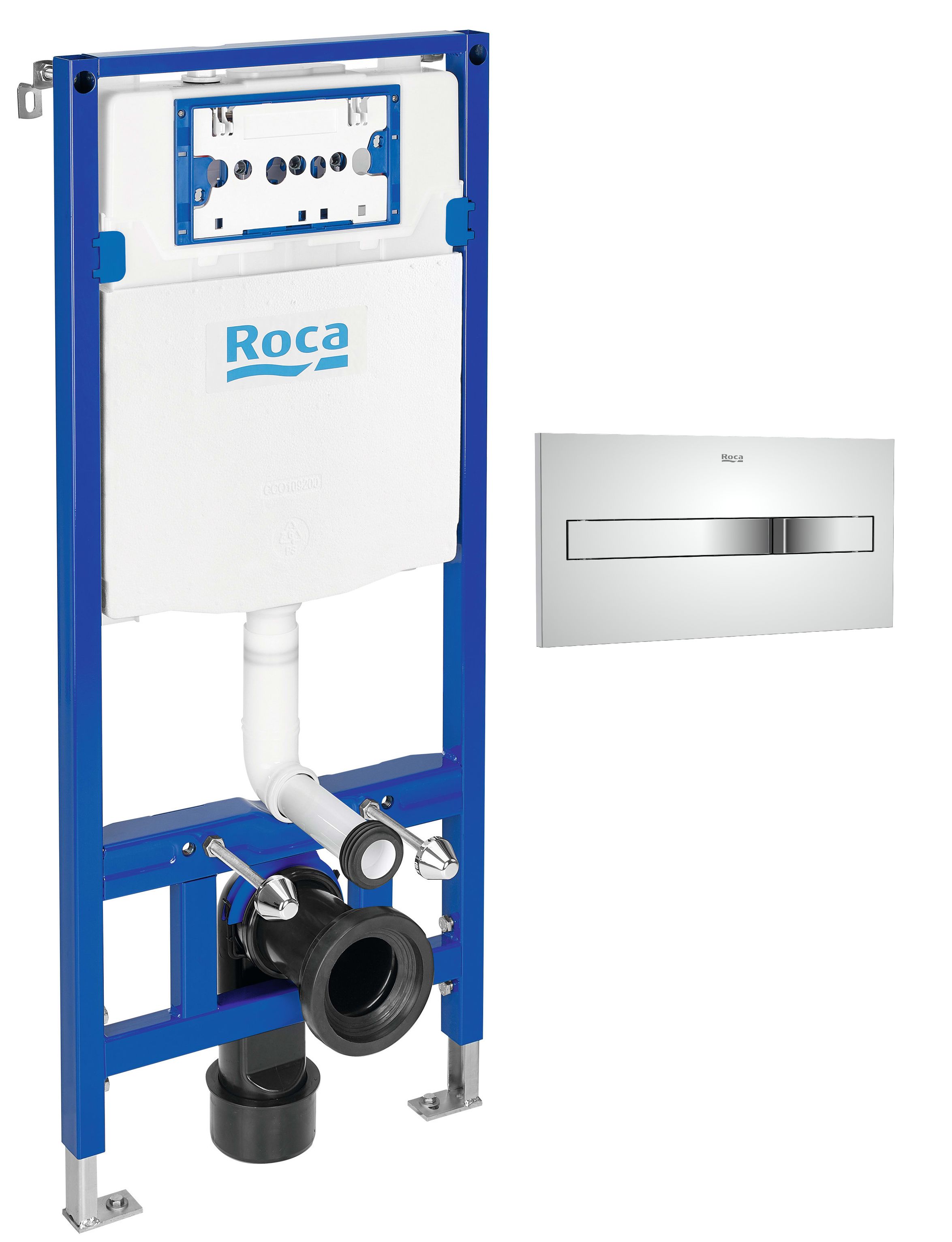 Set châssis encastré Roca Duplo One A890070020, bouton de chasse d'eau Roca PL A890196001