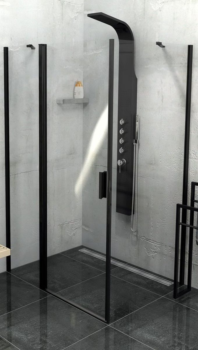 Polysan Zoom Line Black paroi de douche 80 cm noir mat/verre transparent ZL3280B