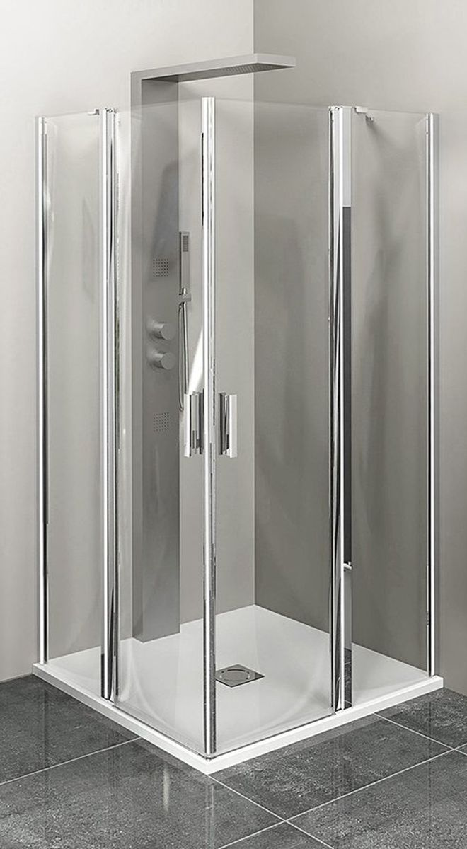 Polysan Zoom Line cabine de douche 100x100 cm carrée chrome brillant/verre transparent ZL5416