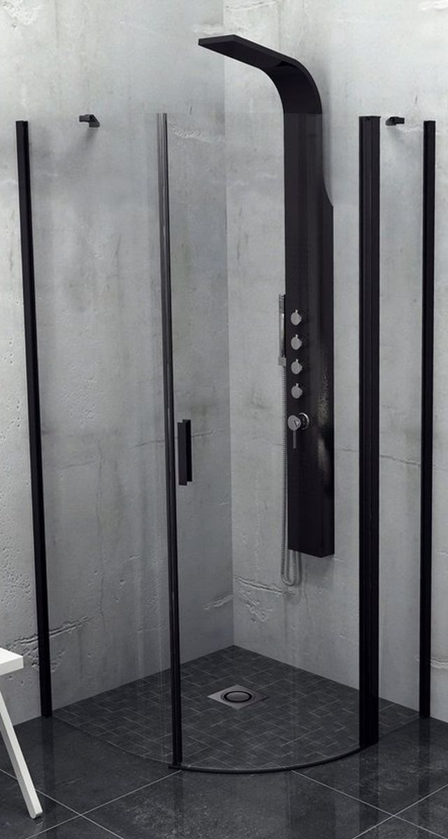 Polysan Zoom Line Black cabine de douche 90x90 cm semi-circulaire noir mat/verre transparent ZL2615BR