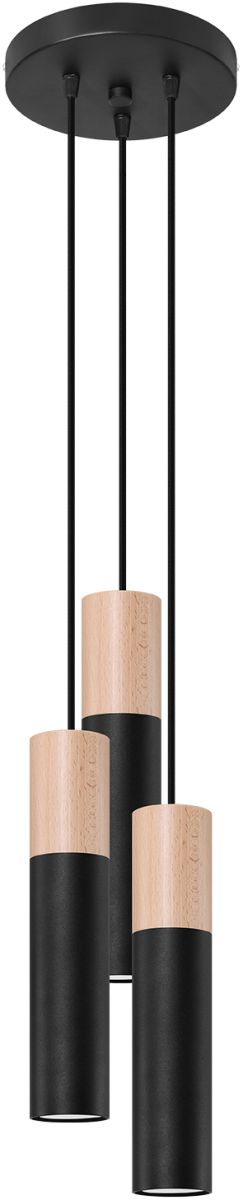 Sollux Lighting Pablo lampe suspendue 3x40 W noir-bois SL.1014