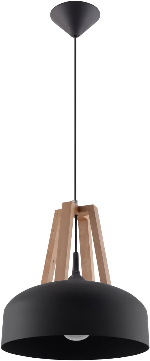 Sollux Lighting Casco lampe suspendue 1x60 W noir-bois SL.0390