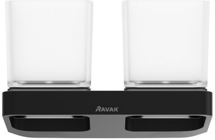 Ravak 10° set de tasses en verre avec poignées blanc-noir X07P558