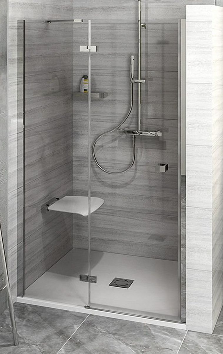 Polysan Fortis Line porte de douche 90 cm à ouverture basculante chrome brillant/verre transparent FL1490L
