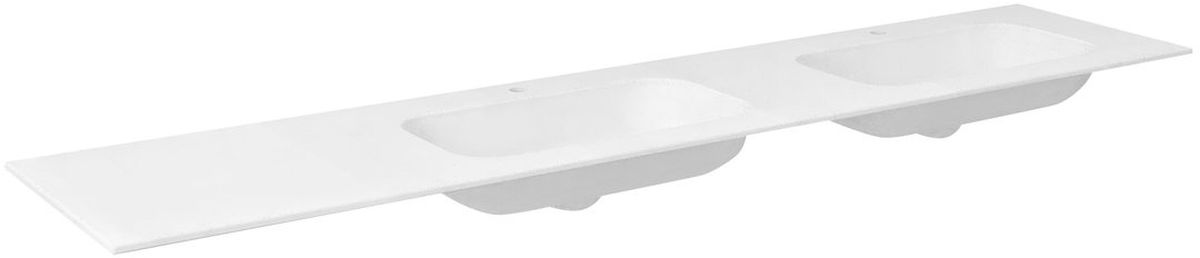 Sapho Aruba lavabo 220x51.5 cm rectangulaire de meuble-double blanc mat AR220-B2R