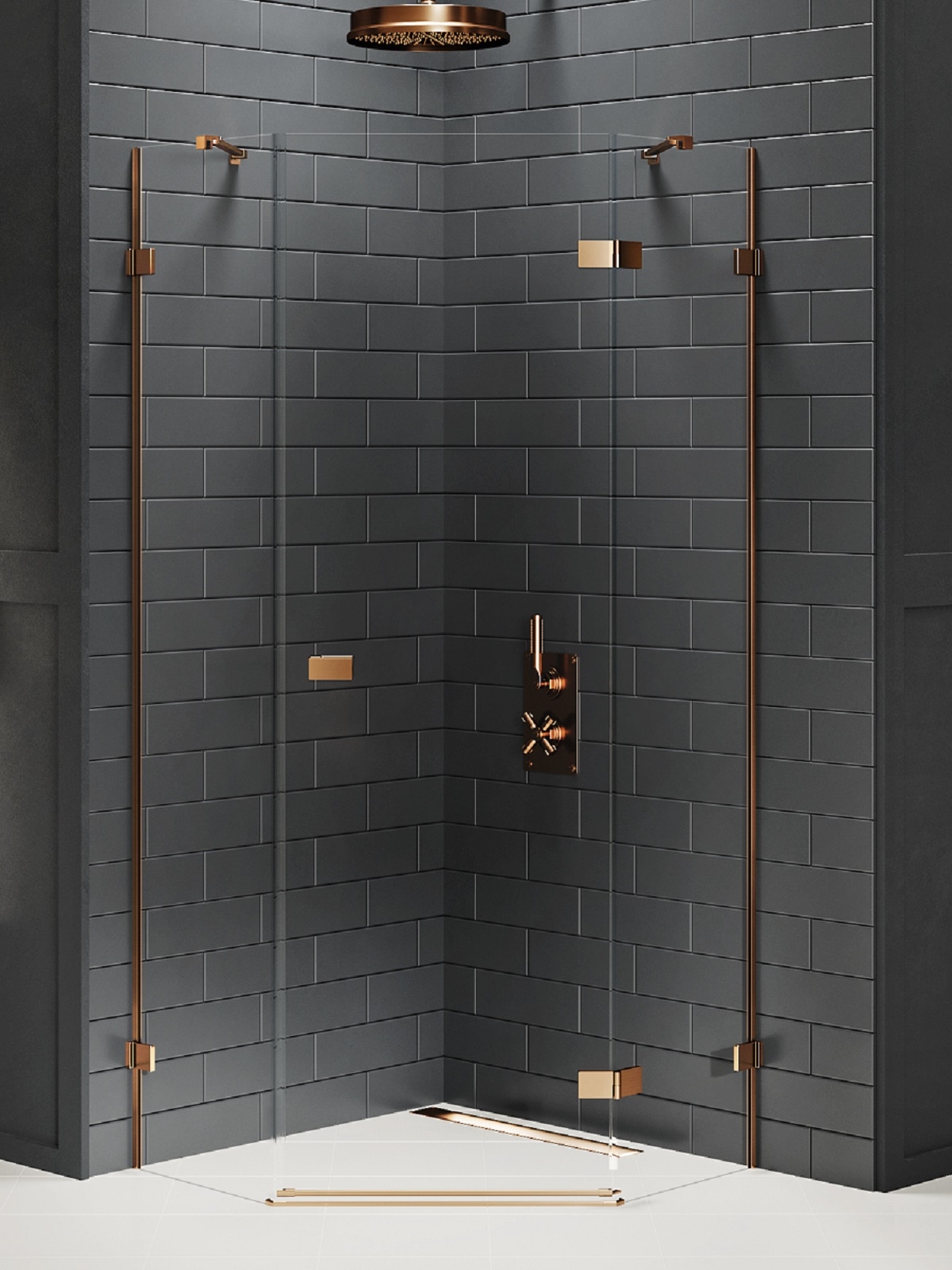 New Trendy Avexa Copper Brushed cabine de douche 80x80 cm cuivre brossé/verre transparent EXK-3819