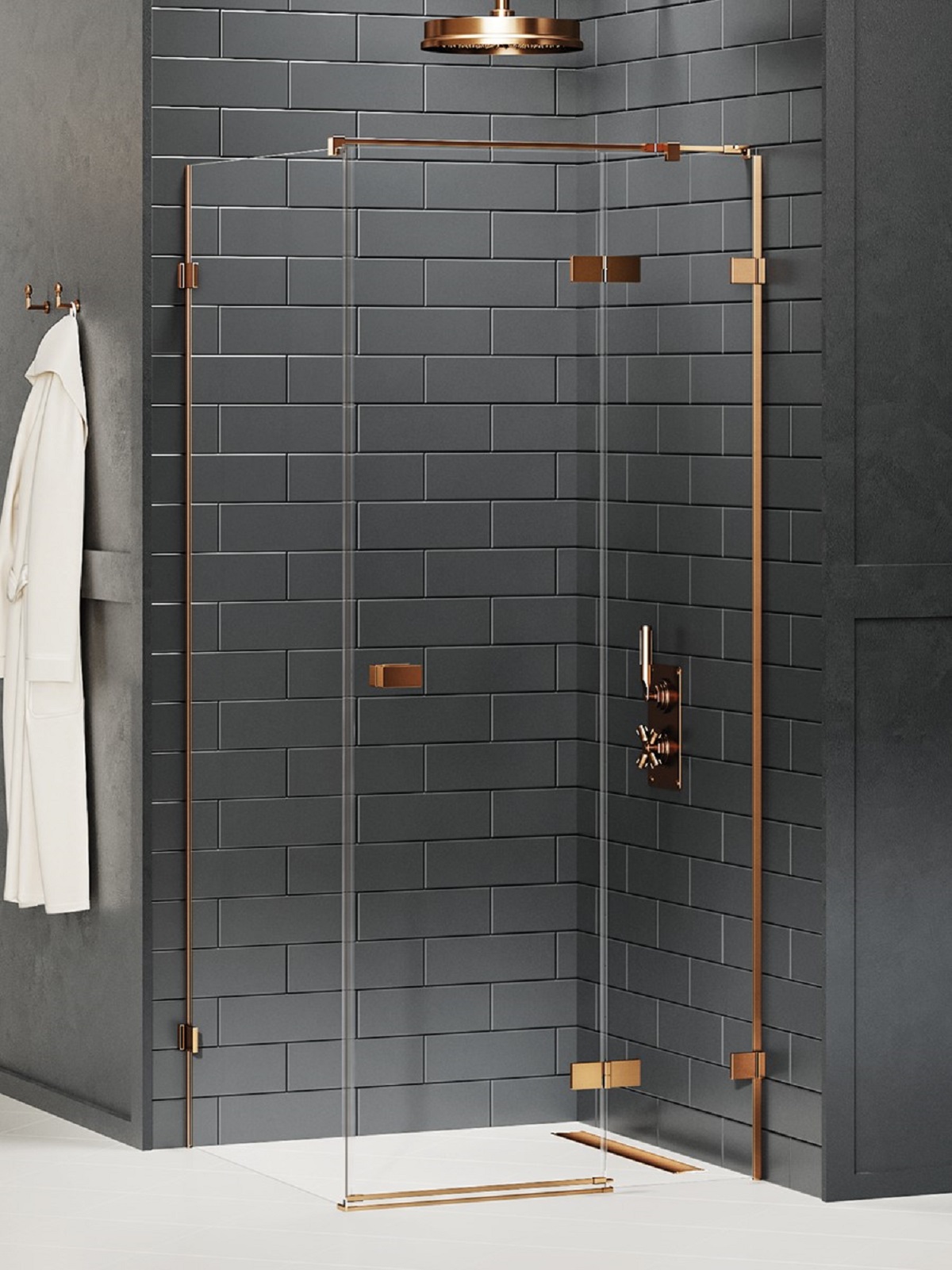 New Trendy Avexa Copper Brushed cabine de douche 90x90 cm carrée cuivre brossé/verre transparent EXK-3583