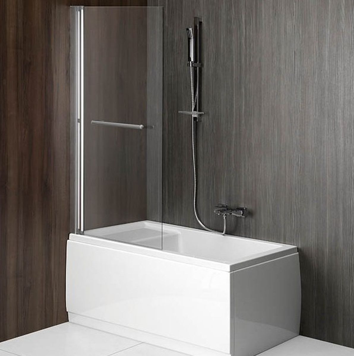 Polysan Rioni paroi de baignoire 71 cm monobloc argenté brillant/verre transparent 72915