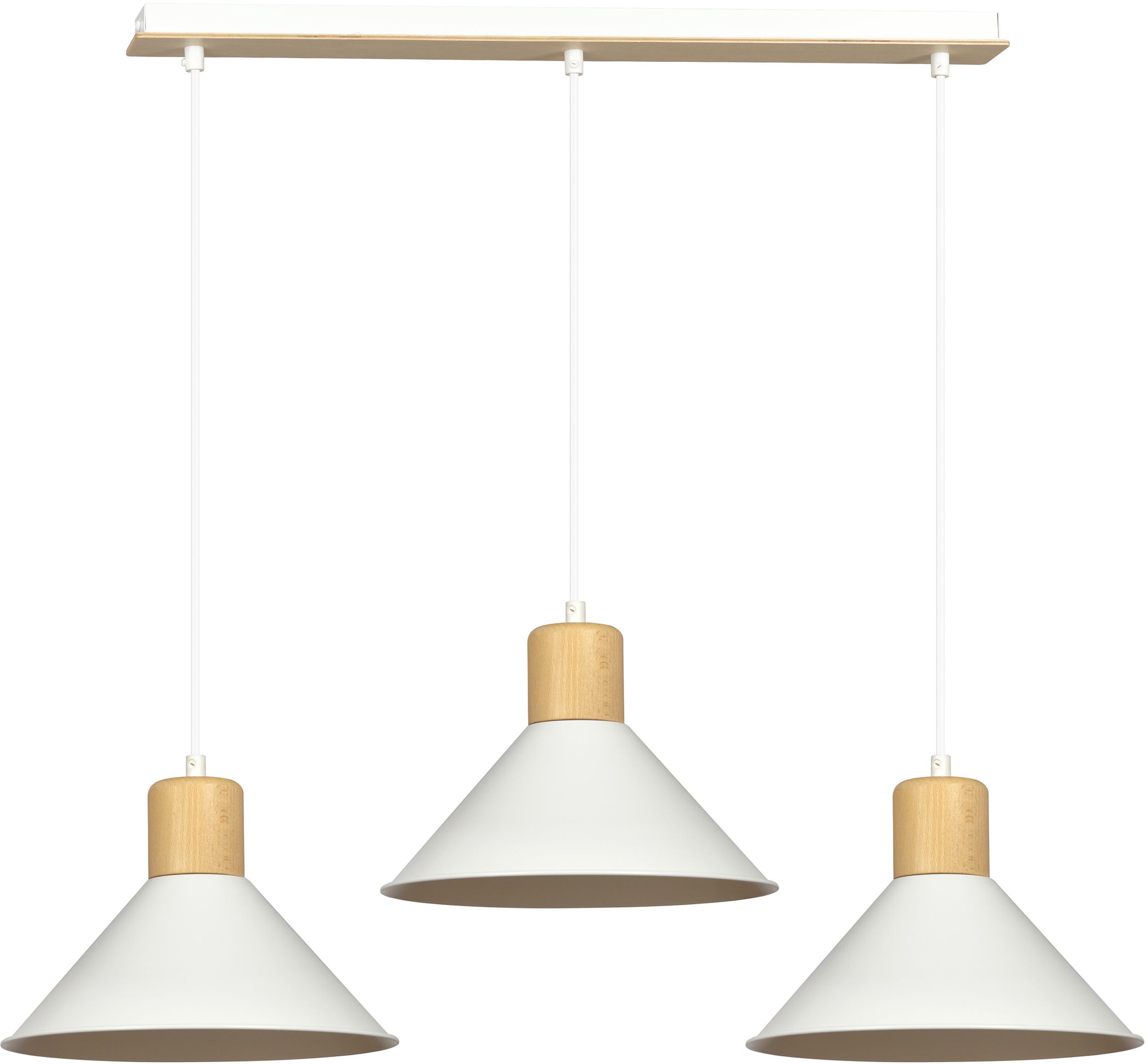 Emibig Rowen lampe suspendue 3x15 W blanc-bois 1045/3