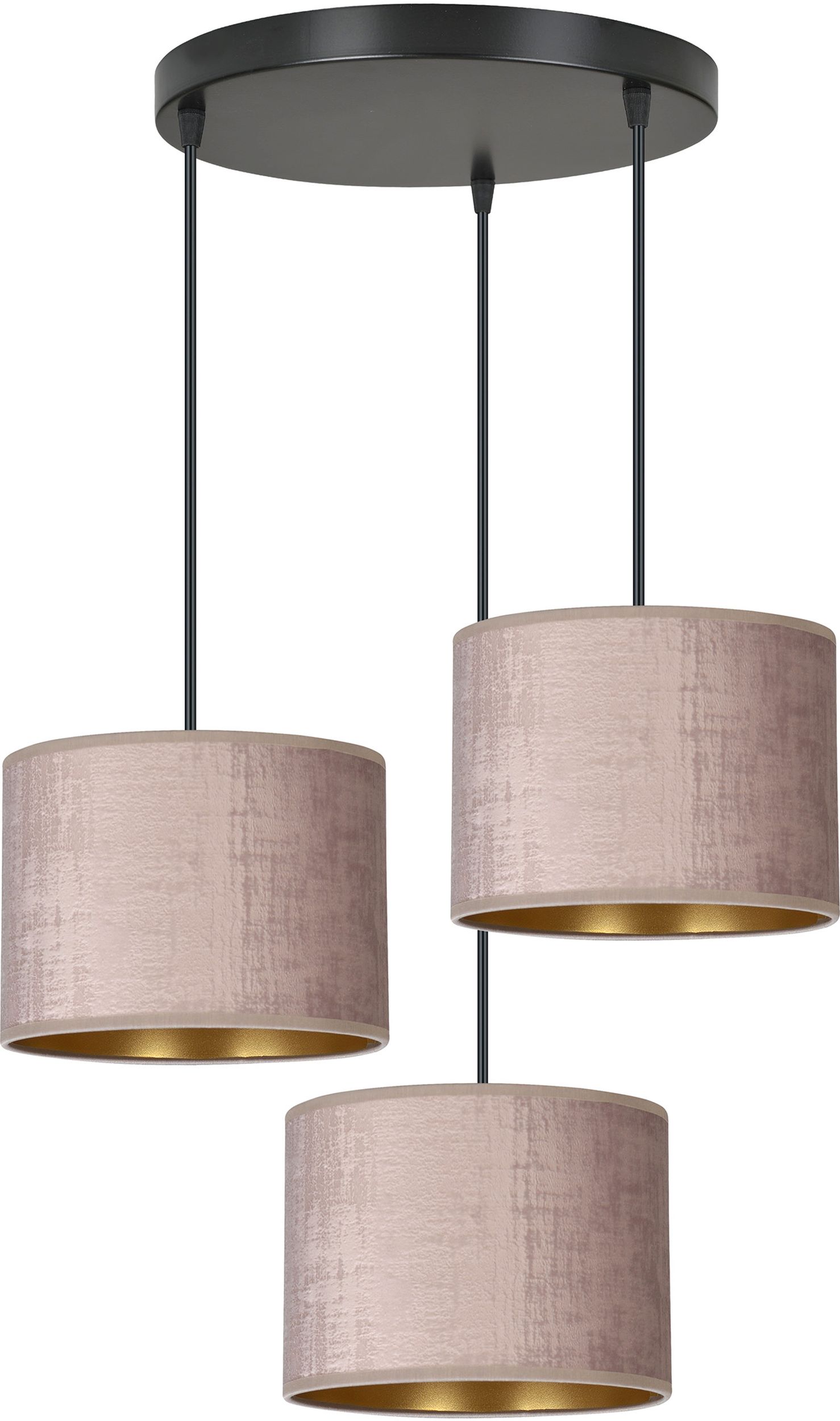 Emibig Hilde lampe suspendue 3x15 W noir-rose-doré 1053/3PREM
