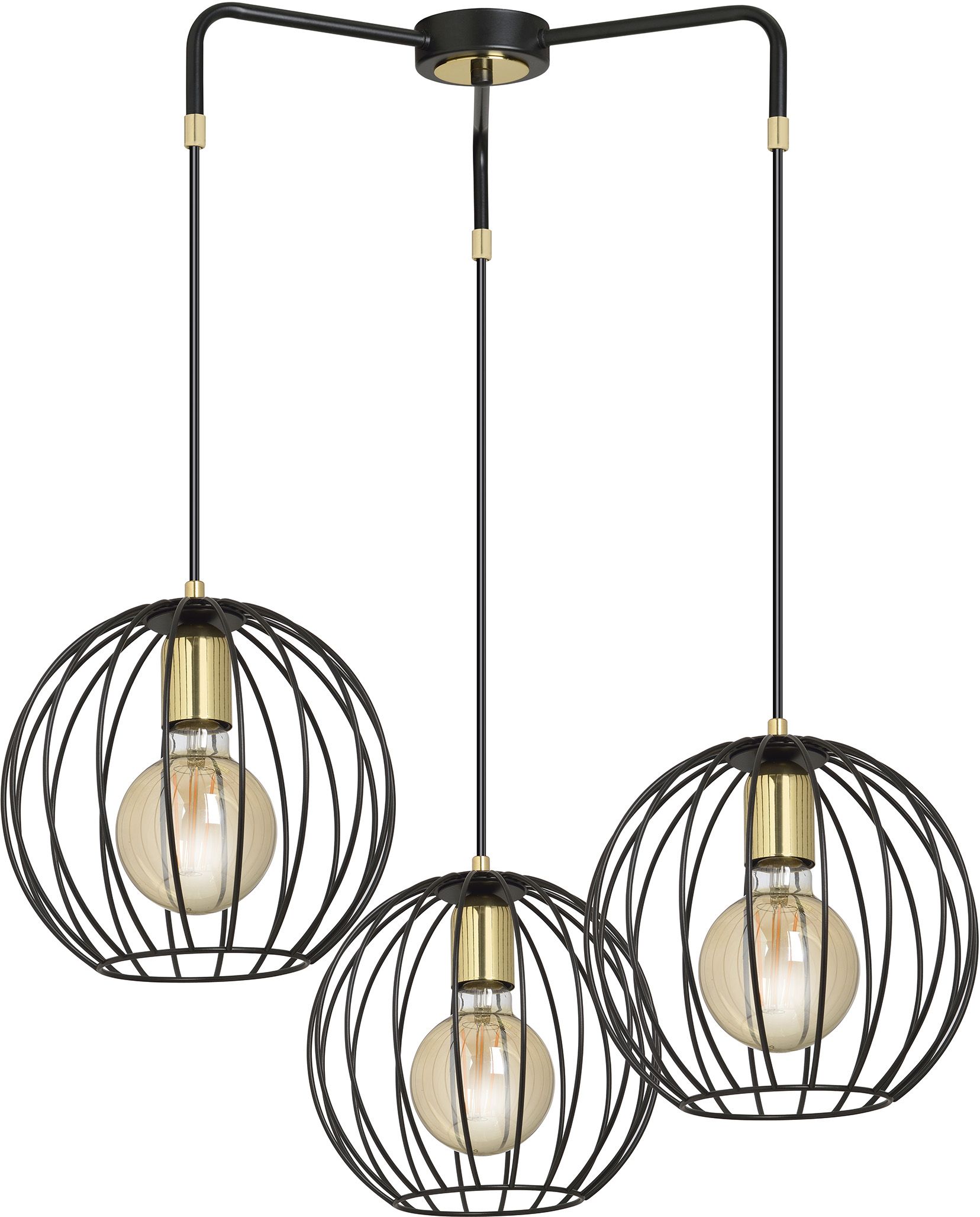 Emibig Albio lampe suspendue 3x15 W noir-doré 144/3