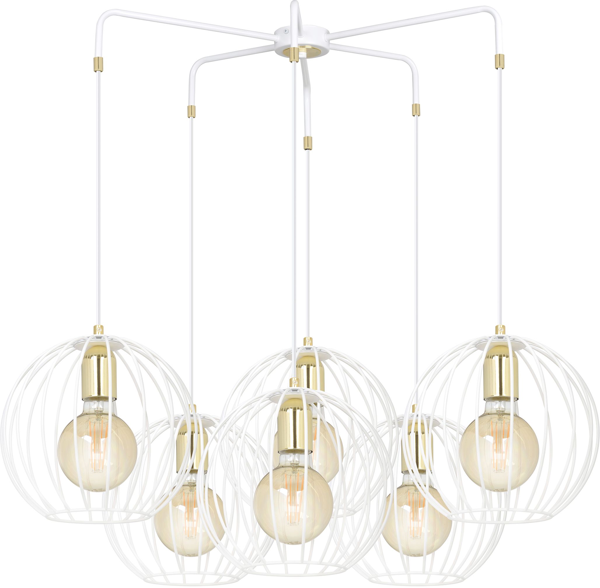 Emibig Albio lampe suspendue 6x15 W blanc-doré 145/6