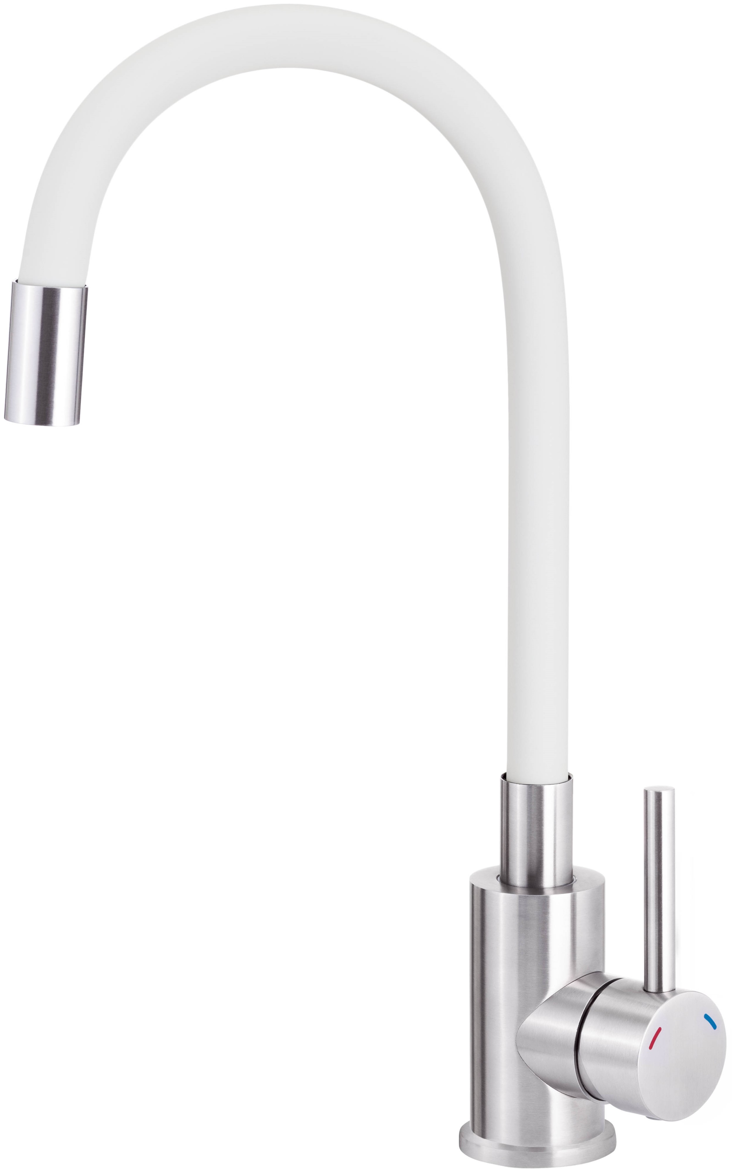 Deante Neo Luno mitigeur de cuisine sur pied acier inoxydable-blanc BOC_W720