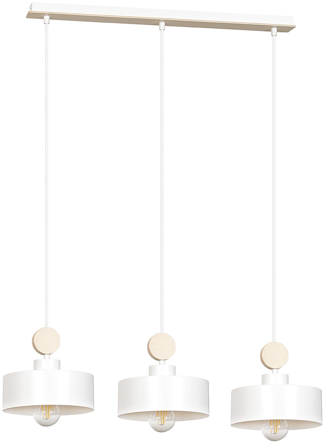 Emibig Tuniso lampe suspendue 3x15 W blanc-bois 583/3