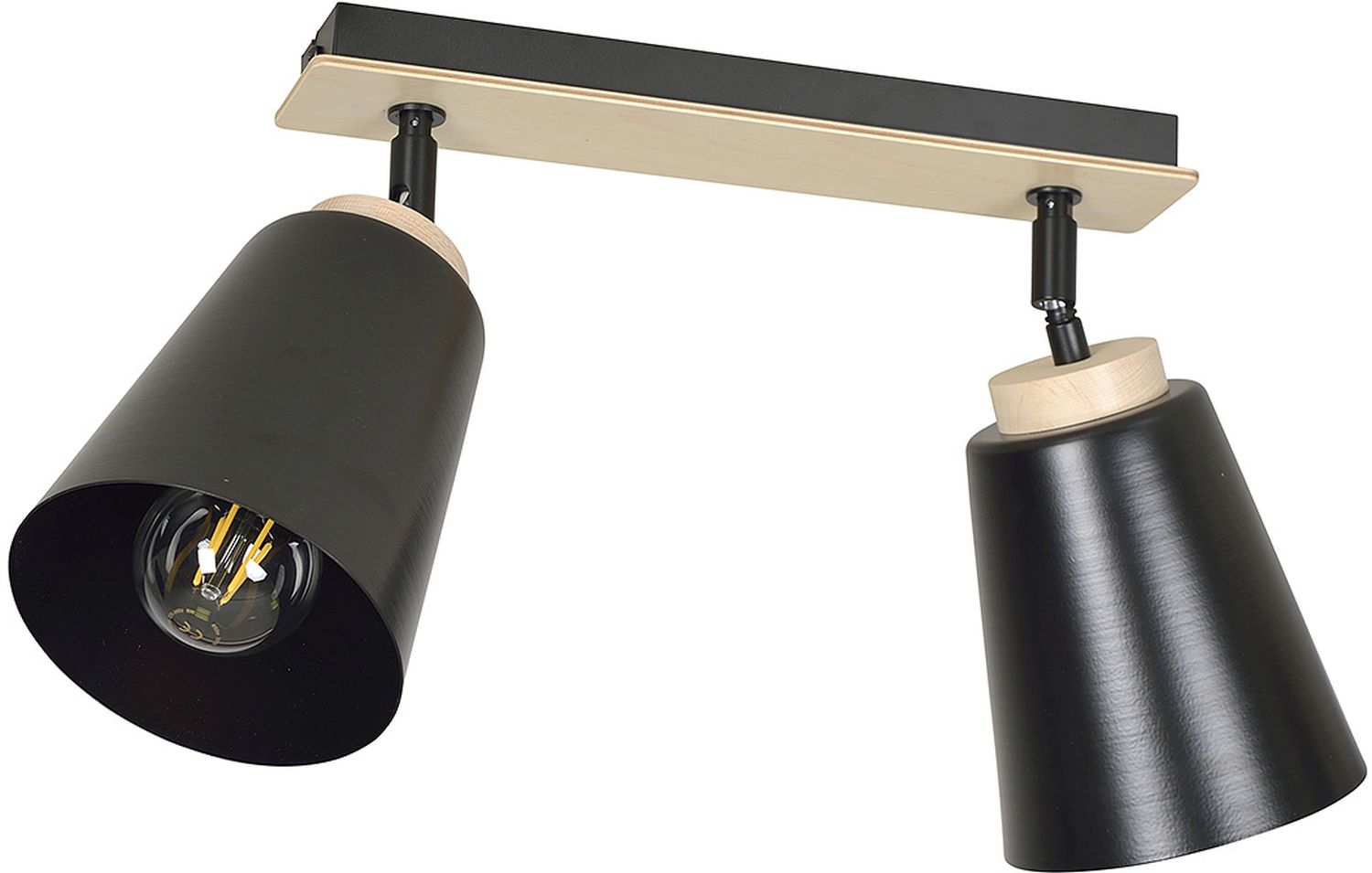 Emibig Atlas plafonnier 2x15 W noir-bois 725/2