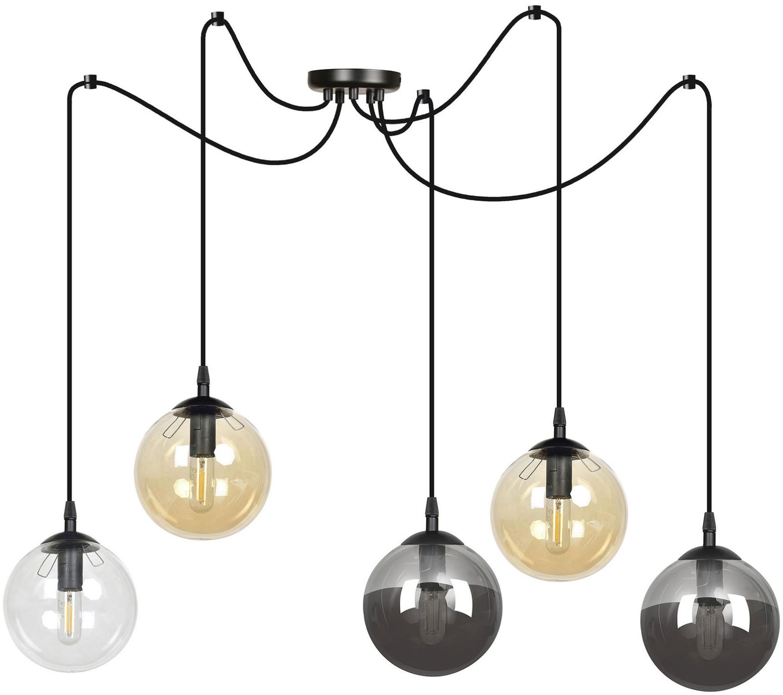 Emibig Gigi lampe suspendue 5x10 W noir-transparent-ambre-graphite 939/5
