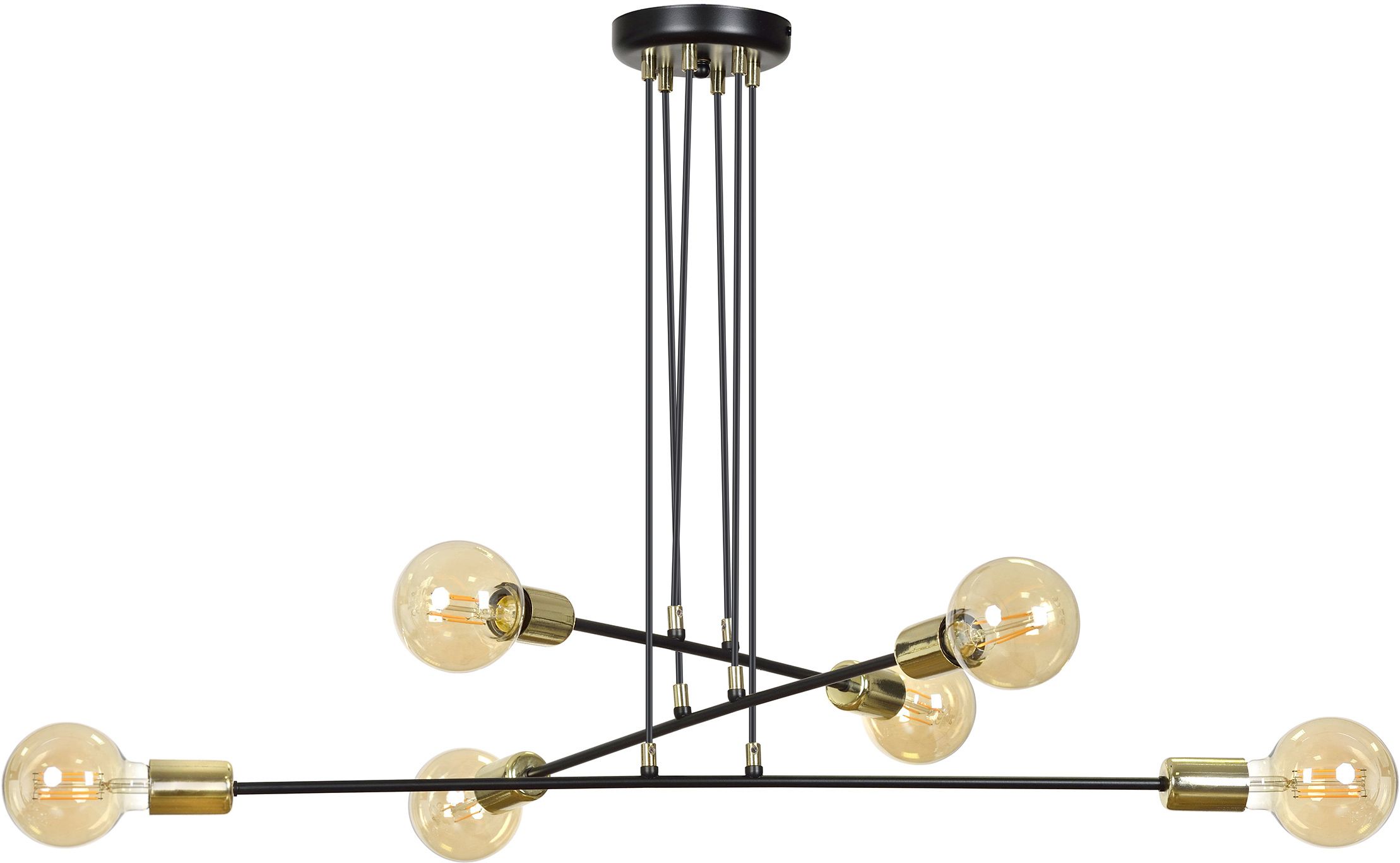 Emibig Vesio lampe suspendue 6x15 W noir-doré 785/6