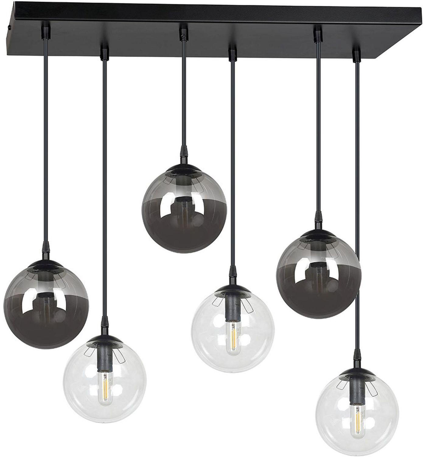 Emibig Cosmo lampe suspendue 6x10 W noir 714/6M2