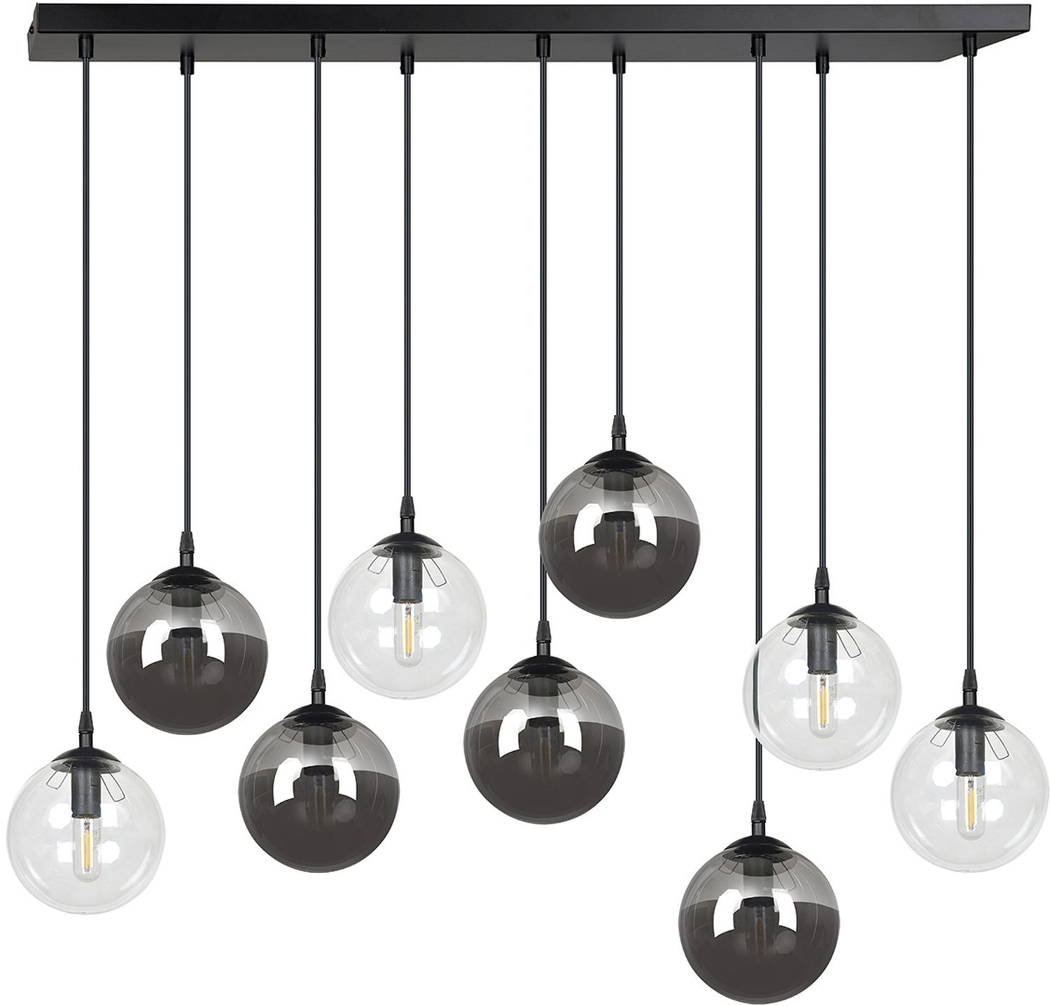 Emibig Cosmo lampe suspendue x10 W noir-transparent-graphite 714/9M2