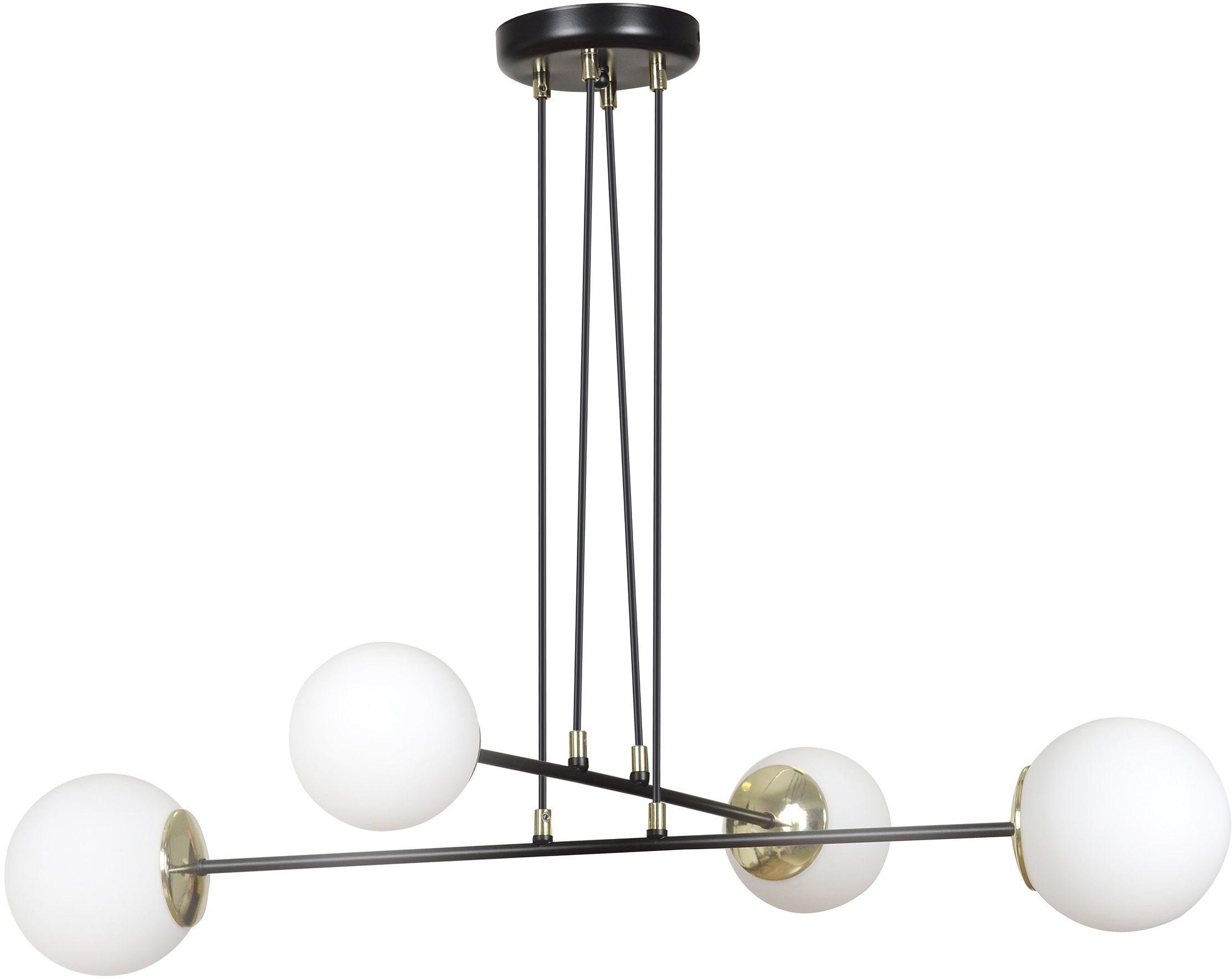 Emibig Ognis lampe suspendue 4x10 W noir-doré-laiteux 966/4