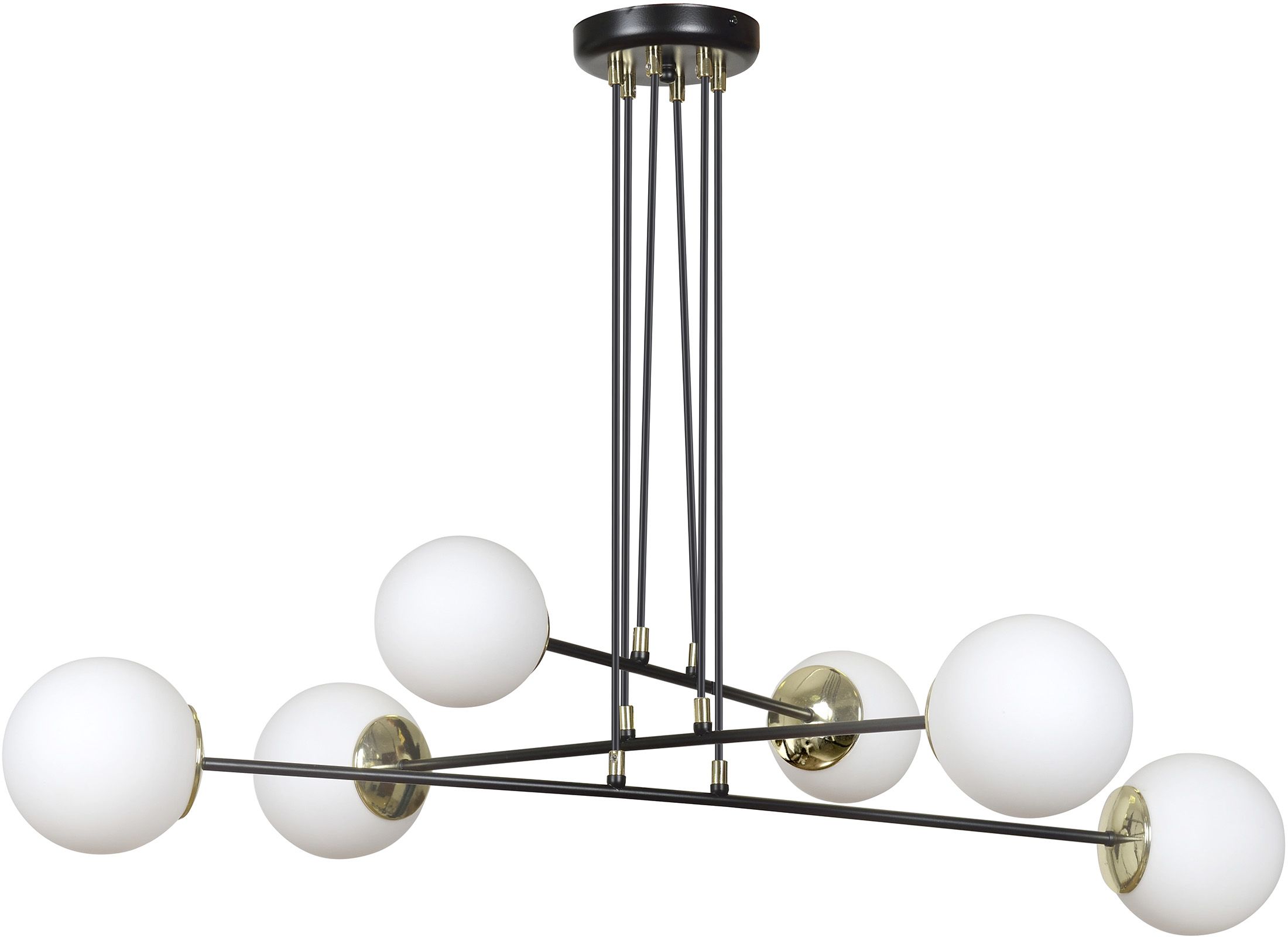 Emibig Ognis lampe suspendue 6x10 W noir-doré-laiteux 966/6