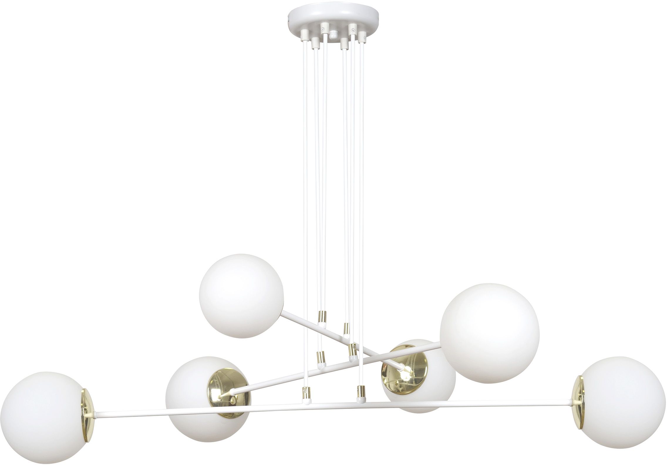 Emibig Ognis lampe suspendue 6x10 W blanc-doré-laiteux 967/6