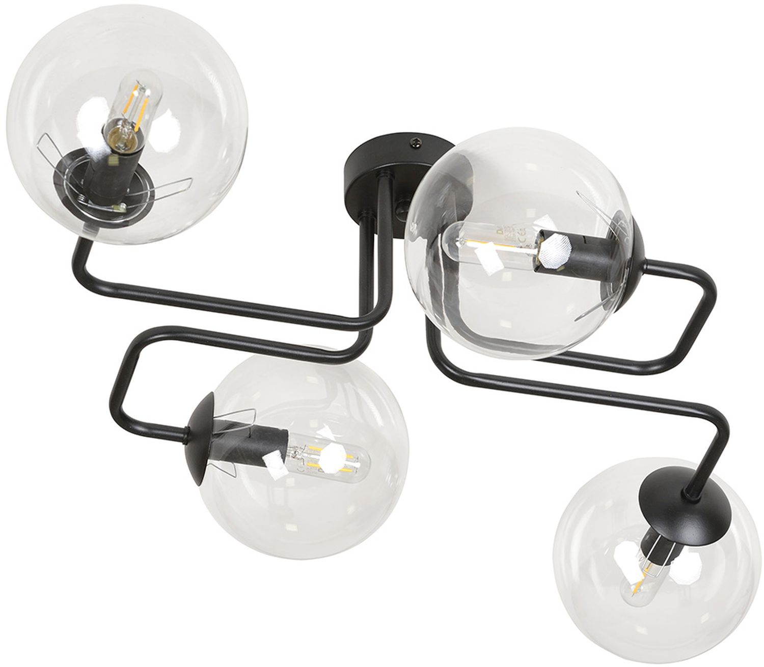 Emibig Brendi plafonnier 4x10 W noir-transparent 831/4