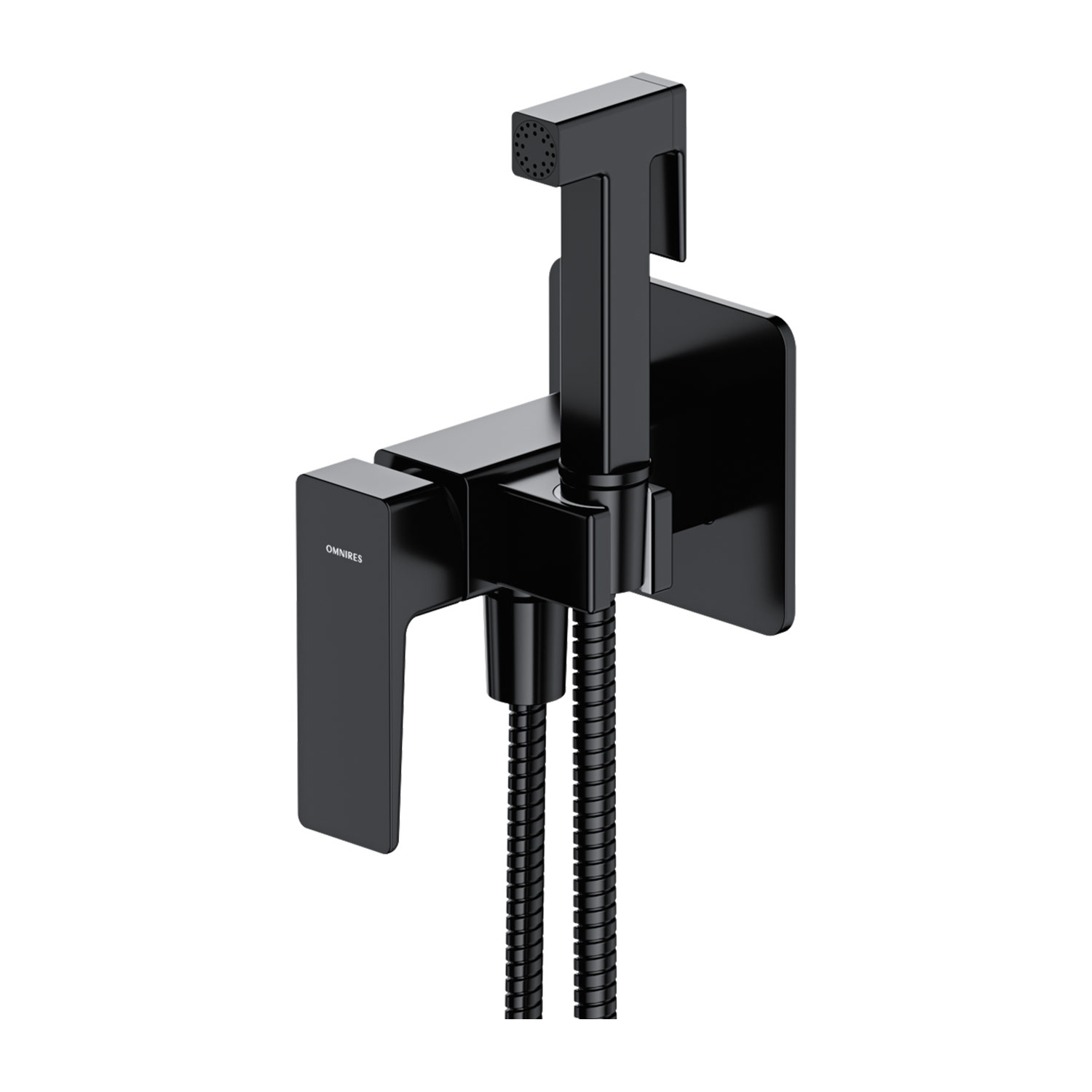 Omnires Parma mitigeur bidet avec kit de douche encastrée noir SYSPMBI2BL