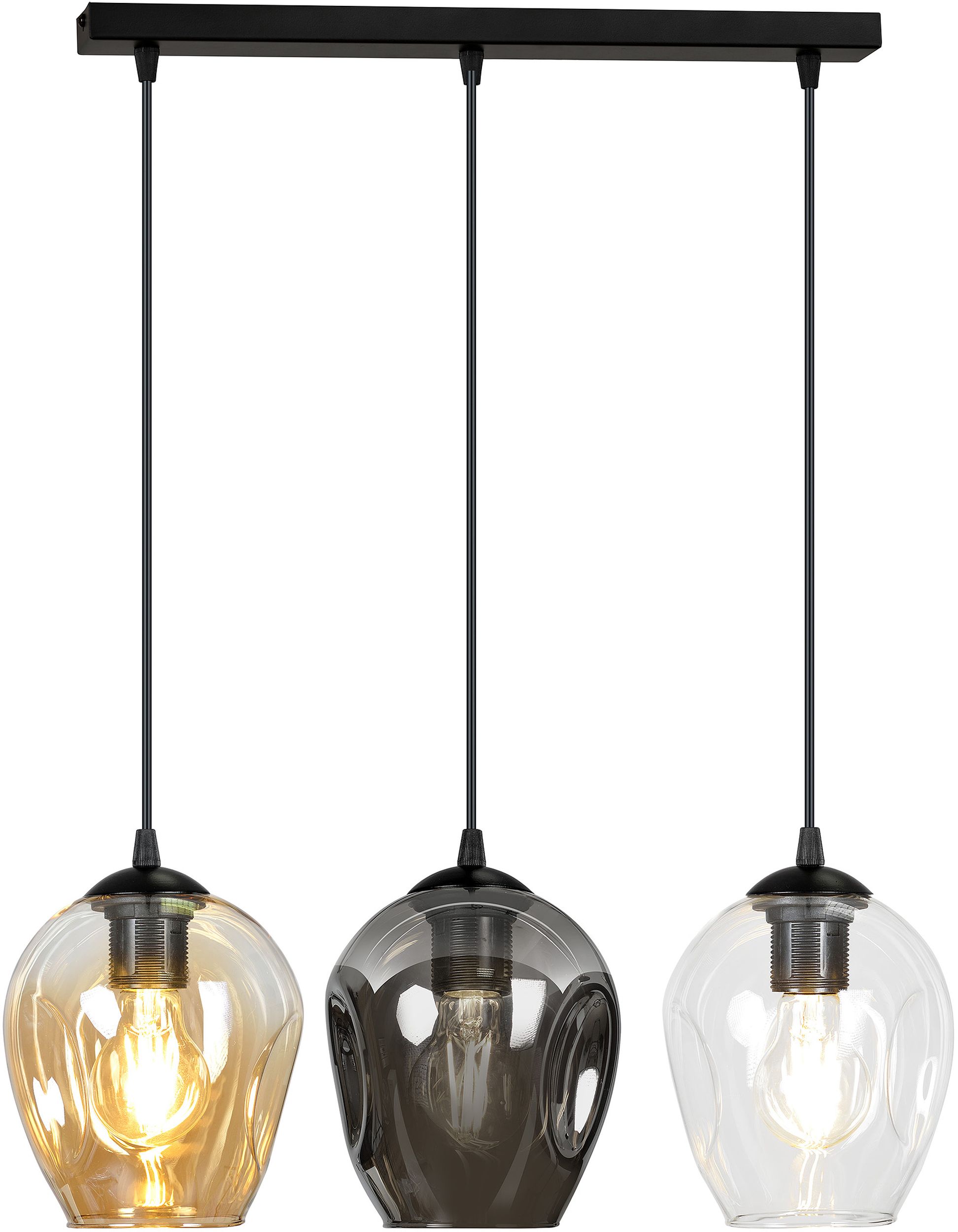 Emibig Istar lampe suspendue 3x15 W noir-transparent-ambre-graphite 678/3
