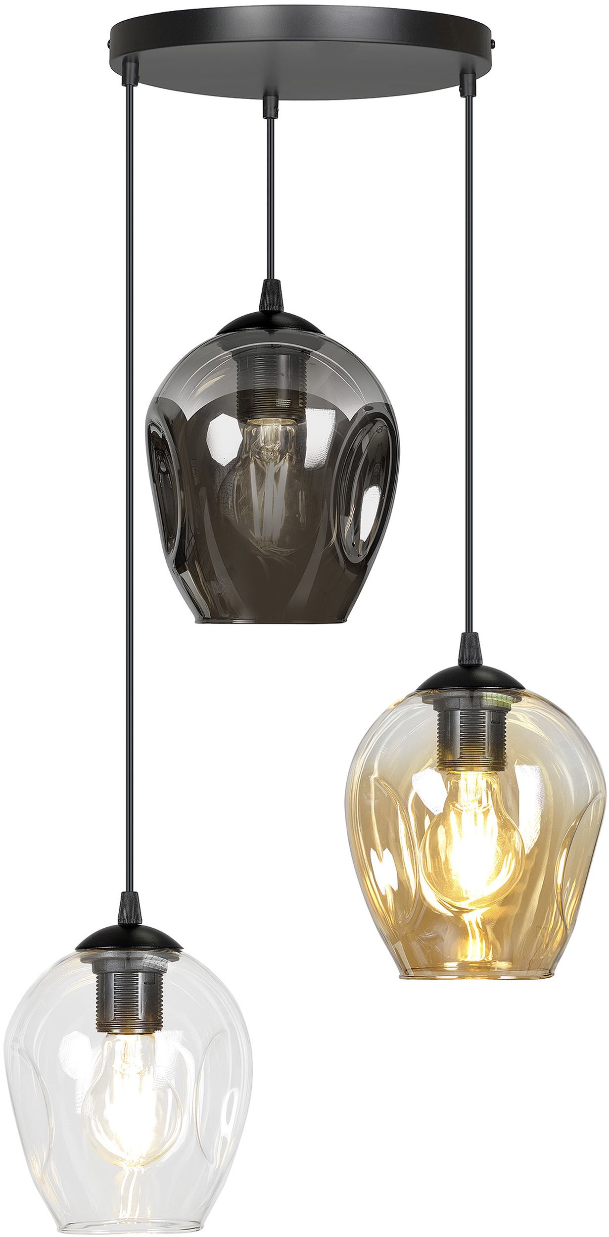 Emibig Istar lampe suspendue 3x15 W noir-transparent-ambre-graphite 682/3PREM