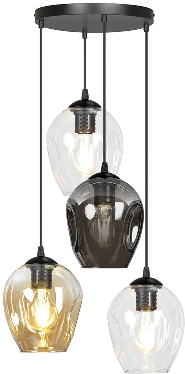 Emibig Istar lampe suspendue 4x15 W noir-transparent-ambre-graphite 682/4PREM