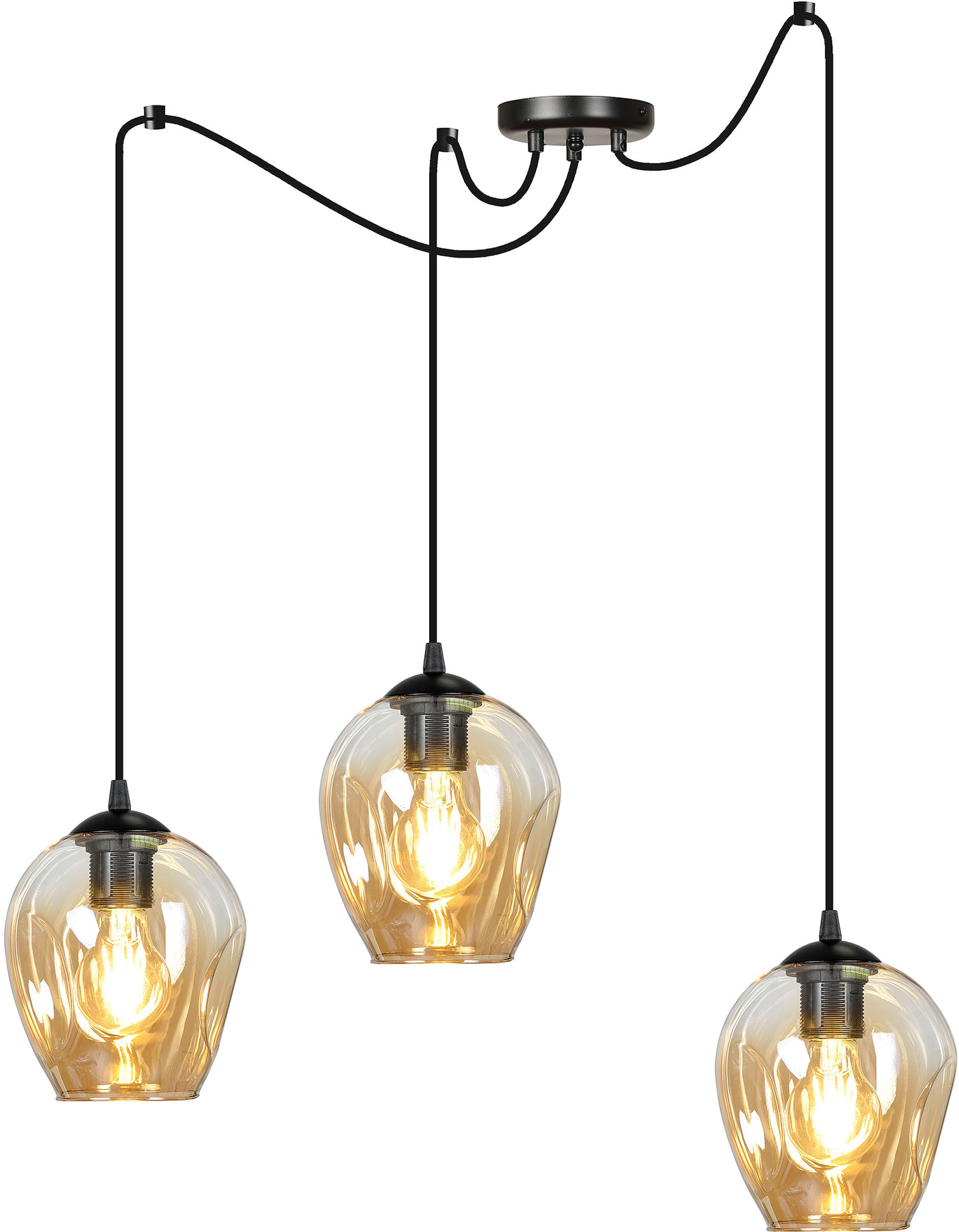 Emibig Level lampe suspendue 3x15 W noir-ambre 758/3