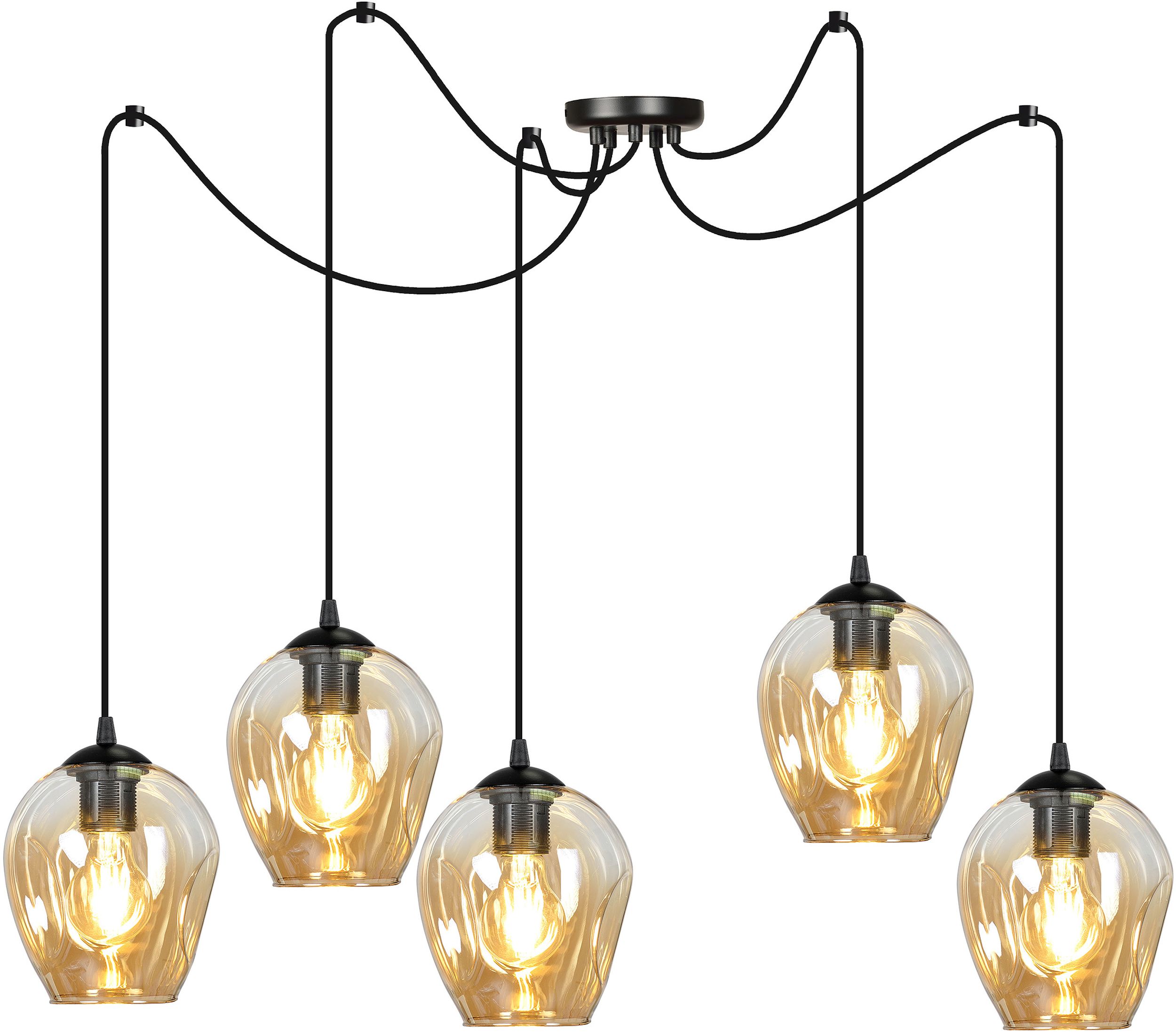 Emibig Level lampe suspendue 5x15 W noir-ambre 758/5