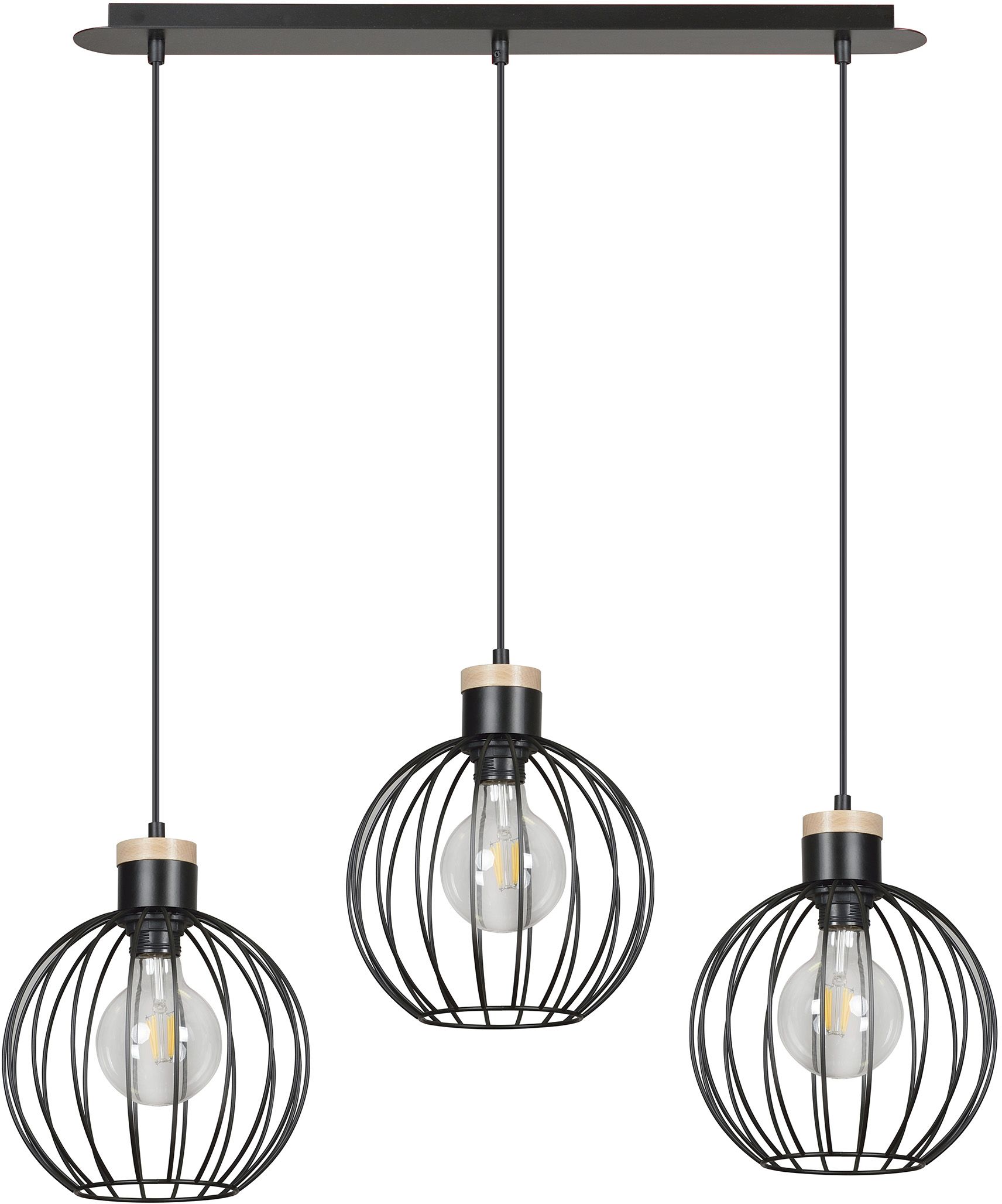 Emibig Barbado lampe suspendue 3x15 W noir 754/3