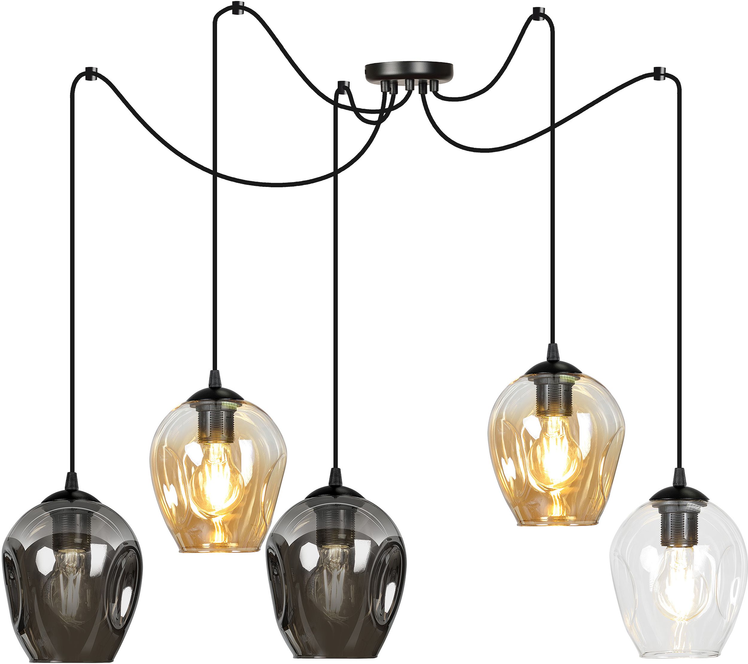 Emibig Level lampe suspendue 5x15 W noir-transparent-ambre-graphite 759/5