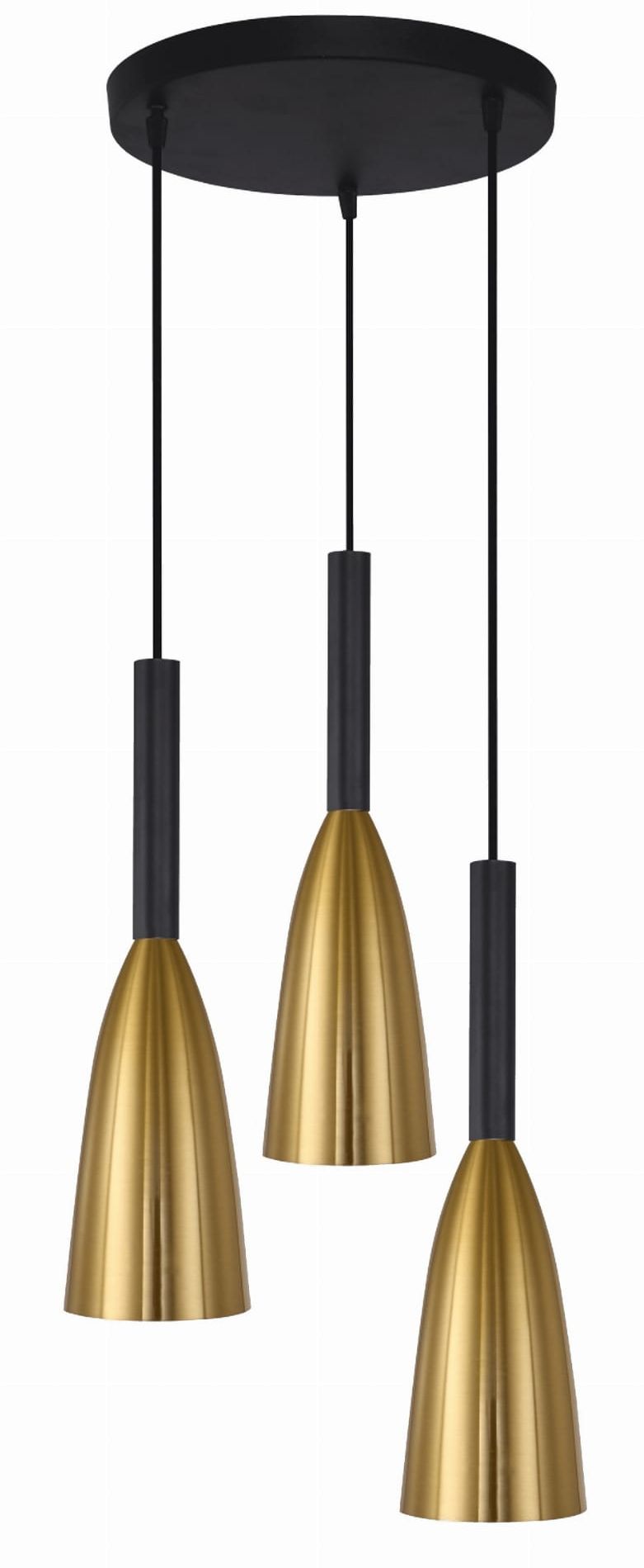 Light Prestige Solin lampe suspendue 3x60 W noir-doré LP-181/3PGD