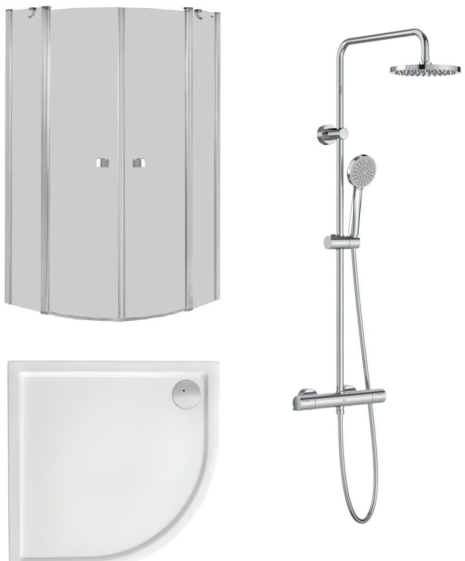 Set cabine de douche Roca Capital AM4309012M, ensemble de douche Roca Victoria A5A9F18C00, A276260000