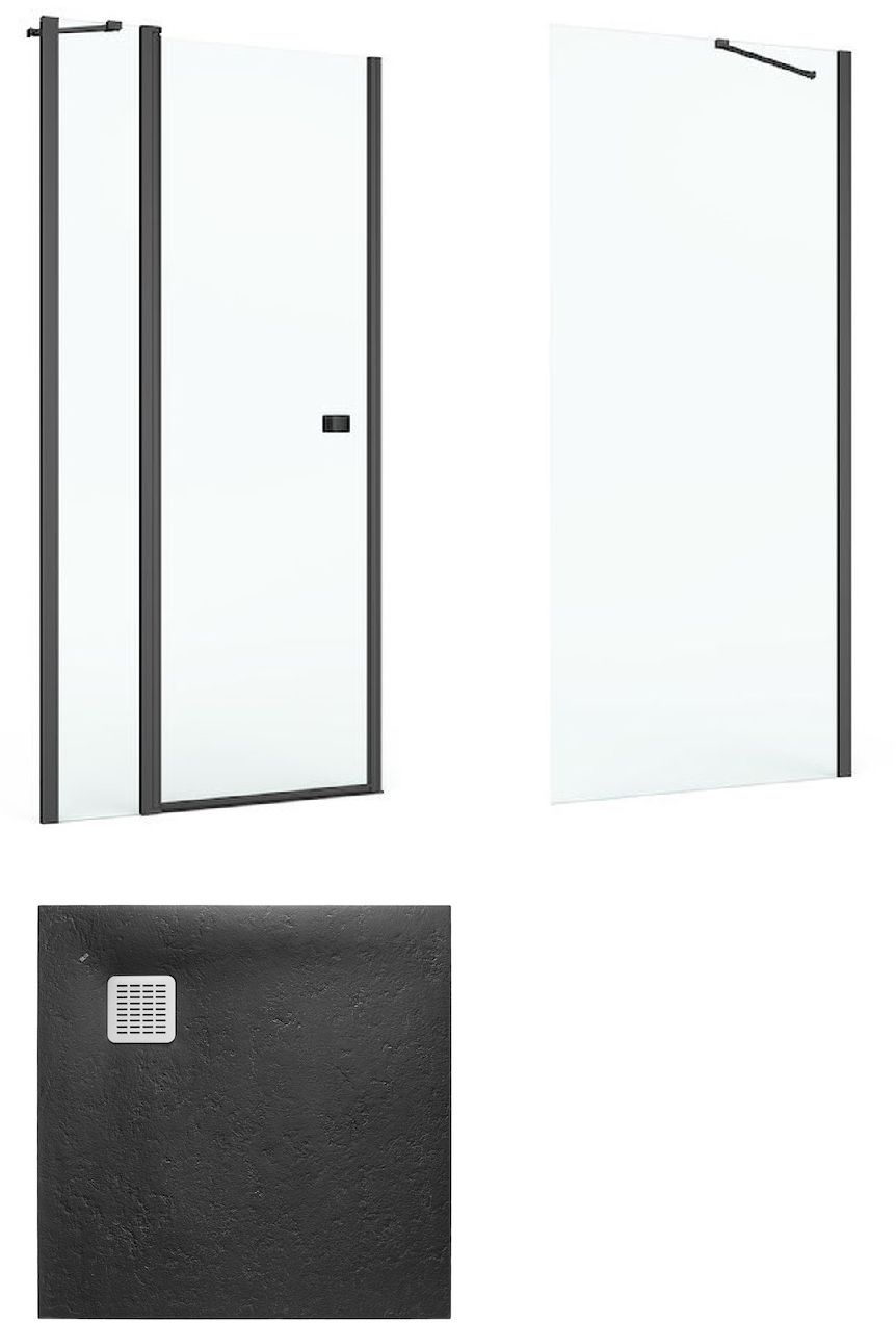 Set porte de douche Roca Capital AM4609016M, receveur de douche carré Roca Terran AP10338438401400, AM4409016M