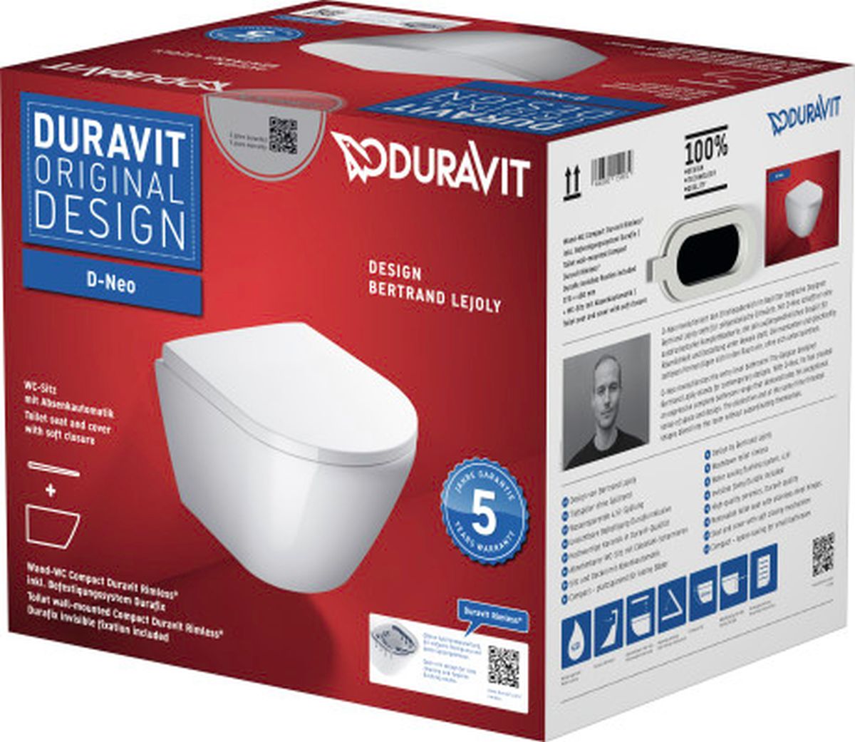Duravit D-Neo cuvette wc avec abattant à descente lente suspendue oui blanc 45880900A1