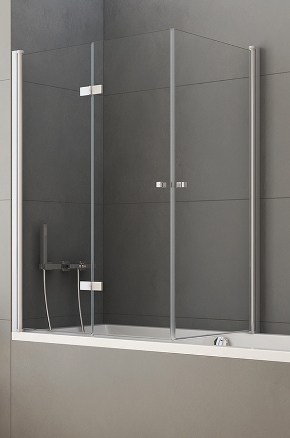 New Trendy New Soleo paroi de baignoire 100 cm trois pièces chrome brillant/verre transparent P-0028/P-0024