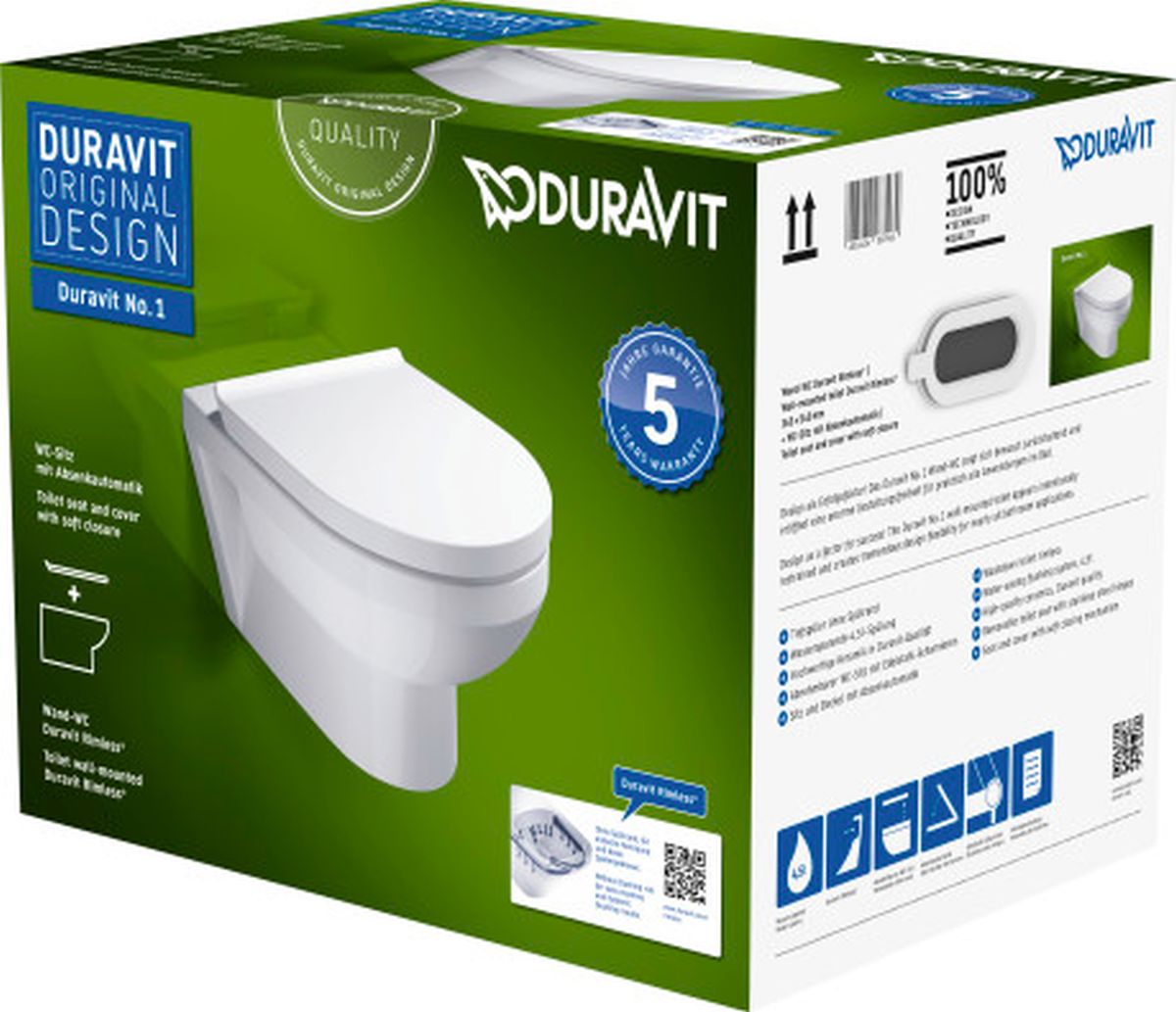 Duravit No. 1 cuvette wc avec abattant à descente lente suspendue oui blanc 45750900A1