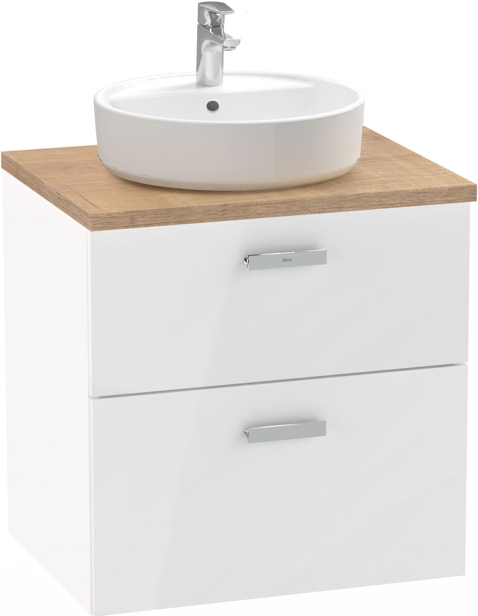 Roca Victoria Pro meuble avec plan de travail 60.5x46x56.5 cm sous-lavabo suspendu blanc-chêne A851899806