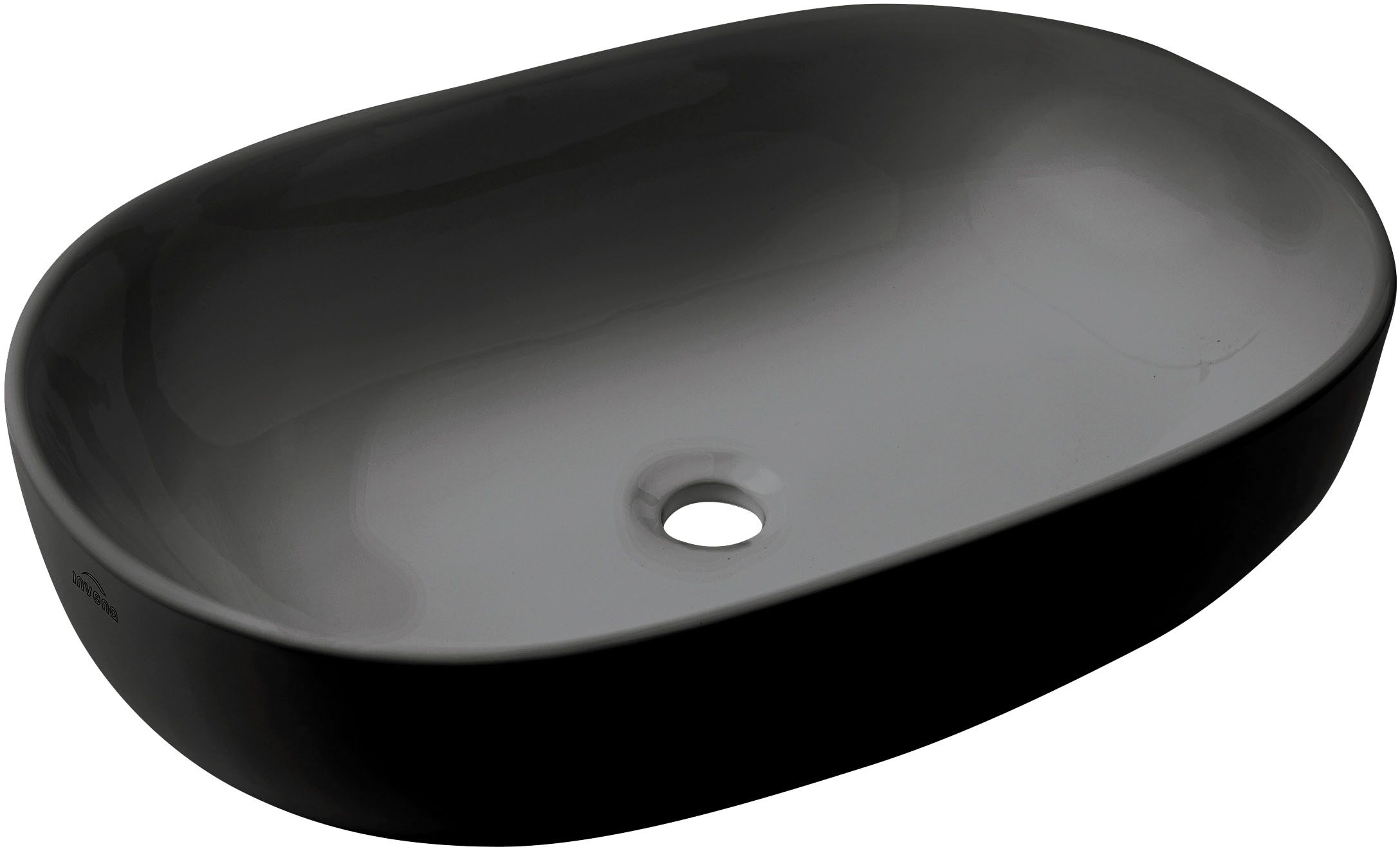 Invena Korfu lavabo 60x42 cm ovale à poser noir CE-34-005