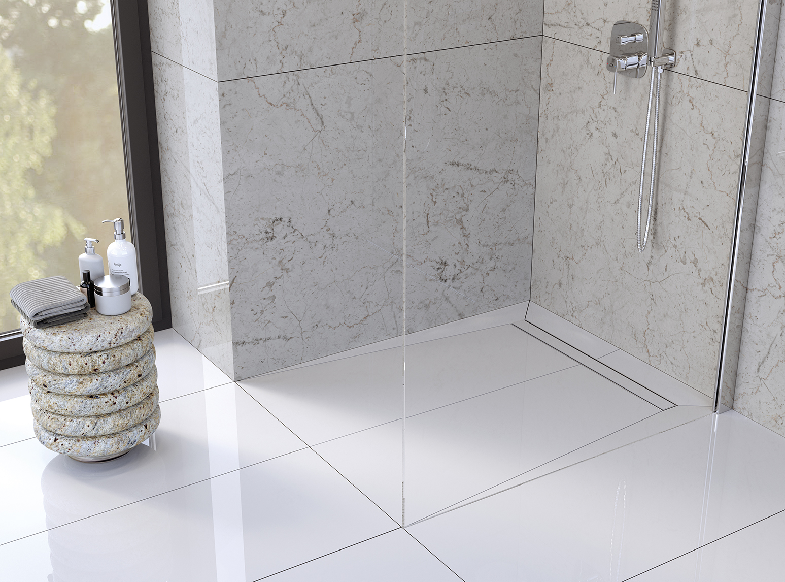Laveo Basso caniveau de douche avec grille 80 cm acier COB280D