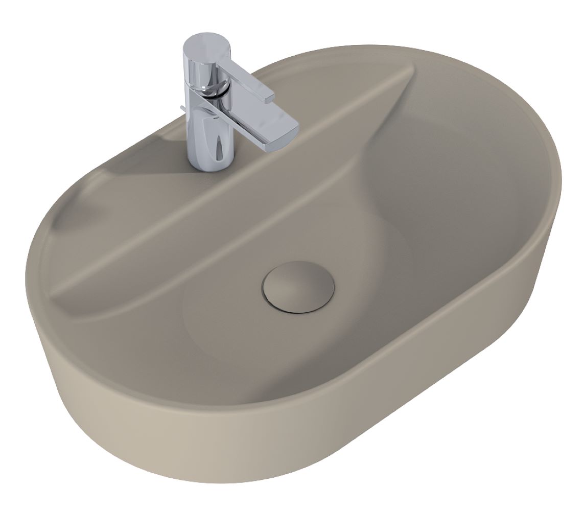 Elita Babette lavabo 62x41.2 cm ovale à poser marron/beige RE040620017020