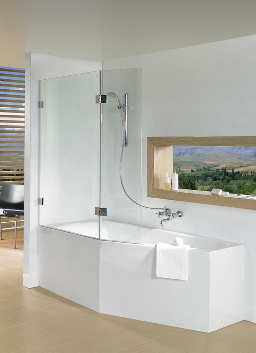 Riho Scandic paroi de baignoire 111.5 cm deux pièces chrome brillant/verre transparent G001165120