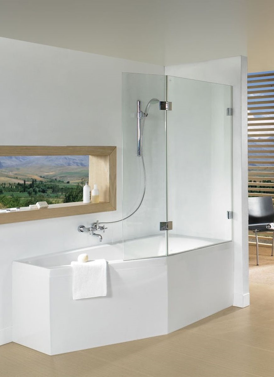 Riho Scandic paroi de baignoire 111.5 cm deux pièces chrome brillant/verre transparent G001166120