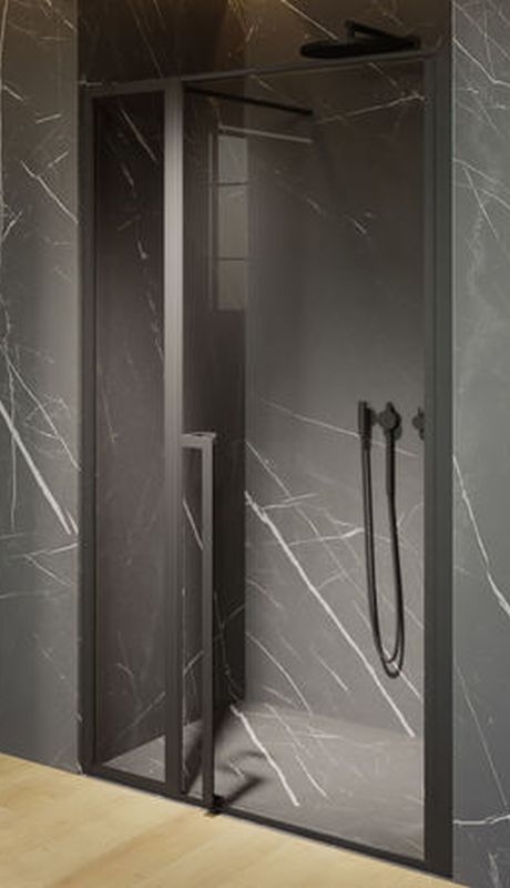 Riho Lucid porte de douche 130 cm à ouverture basculante noir mat/verre transparent G005006121