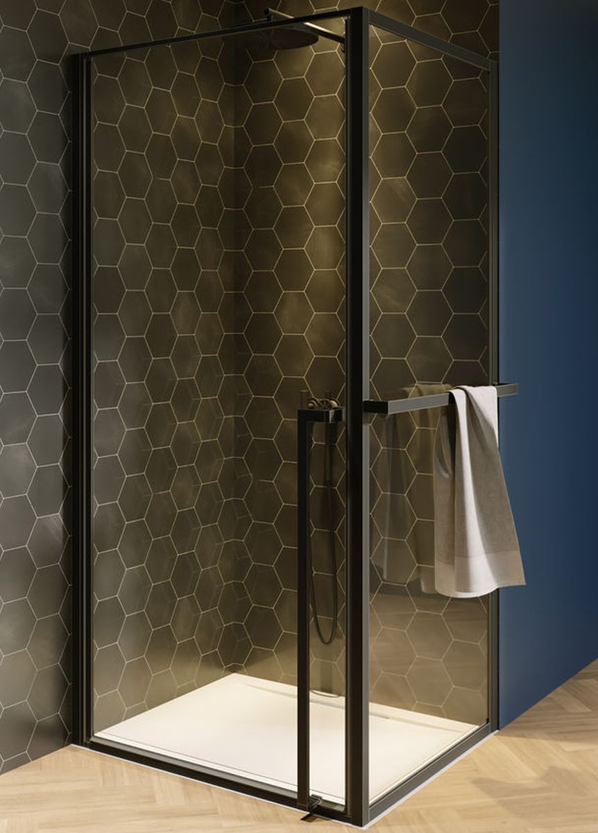 Riho Lucid cabine de douche 90x80 cm rectangulaire noir mat/verre transparent G005010121